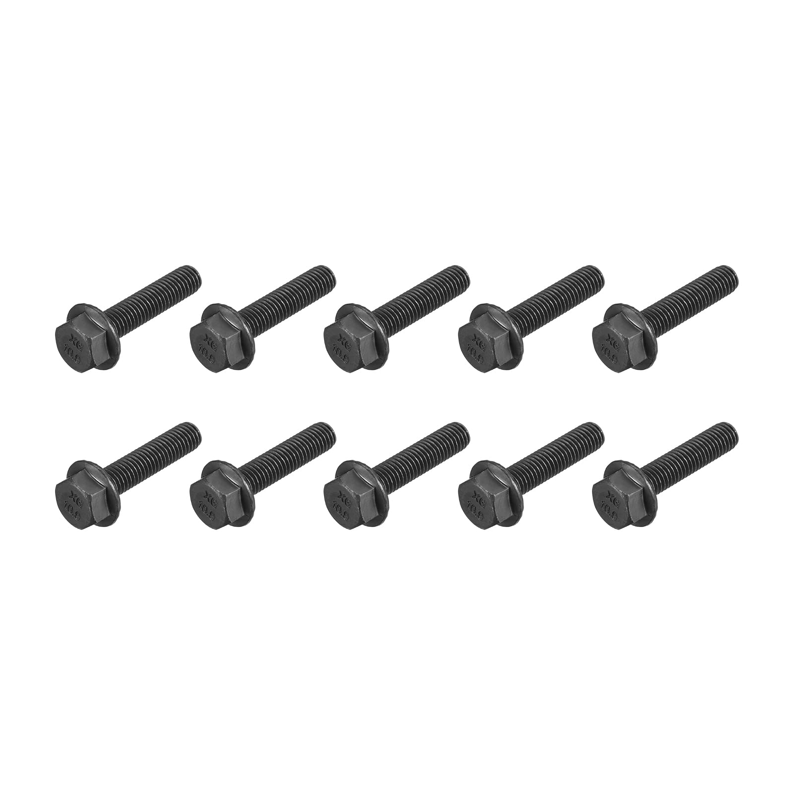 METALLIXITY Flanged Hex Head Bolts (M8x35mm) 10pcs, Hexagon Serrated Flange Bolt Fully Thread Screw - for House Construction Hardware Fasteners — image 1