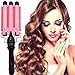 Waker Fast Heating 3 Barrels Curling Wand Curlers Hair Waver Iron Salon Hair Styling Tool For Long Hair with LCD Display,1 Inch Barrel