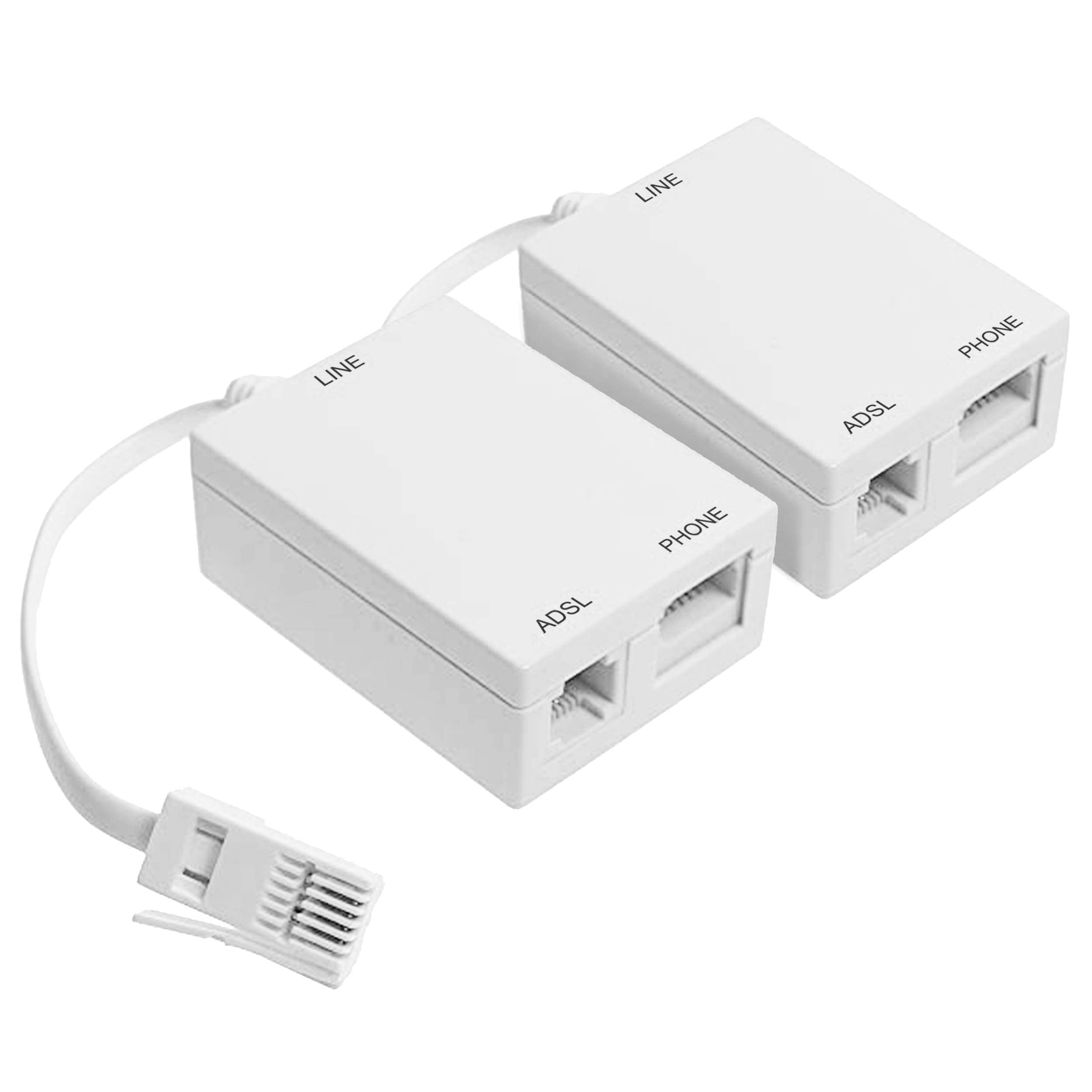 Dynamode ADSL Micro filter and Splitter Adapter For Broadband, Tiscali, Sky, Talktalk, Orange, O2 Modem, Router, DECT, PABX, Phone Systems, Home and Office, Plug n' Play