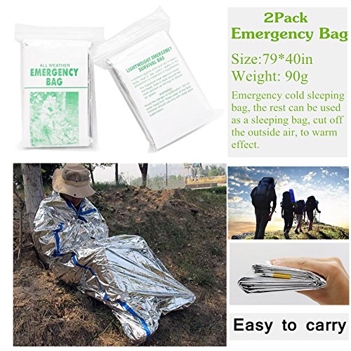 8 Pieces Emergency Blanket Kit 2 Sleeping Bags 5 Emergency Blankets 1 Shelter Tent For Outdoors Hiking Survival Camping 2 Person or more
