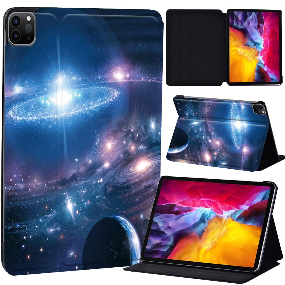 PU Leather + hard shell Ultra slim lightweight Folio Flip Tablet Stand Smart Cover Case Fit iPad Air 4 10.9" (2020) / iPad Pro 11" (2018 2020 2021) (fantasy planets system)
