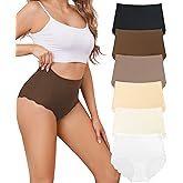 ALVEIATSS Seamless Underwear for Women High Waisted Full Coverage Briefs Soft No Show Underwear Breathable Panties(6 Pack)