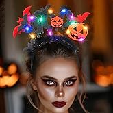 Yean Light Up Halloween Headbands Pumpkin Head Band Bat Costume Hair Accessories for Women