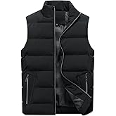 Locachy Men's Outdoor Casual Full Zipper Stand Collar Padded Vest Coats Sleeveless Jacket