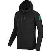 adidas Martial Arts Full Zipped Hooded Fleece Lined Sweatshirt Jacket - Black Turquoise - Small