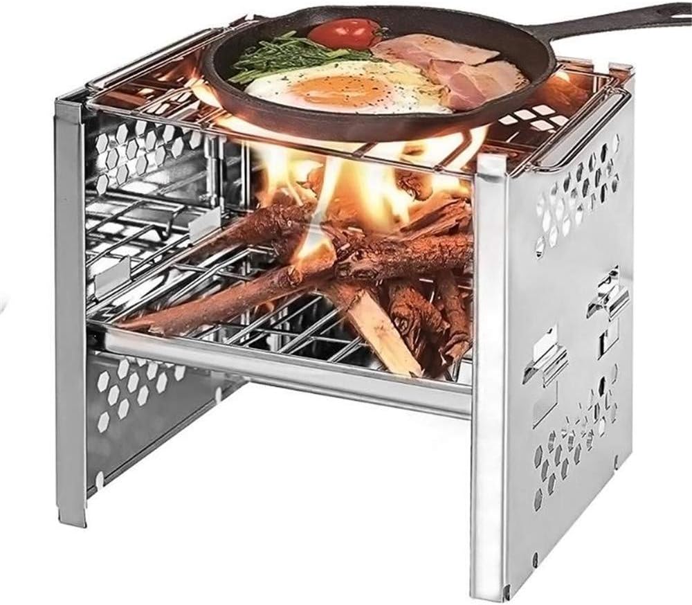 Wood Burning Camp Stoves, Portable Folding Stainless Steel Camp Stove