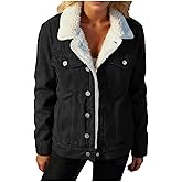 Women's Winter Faux Fur Collar Sherpa Lined Long Denim Coat Trucker Jacket Button Down Thickened Winter Jackets