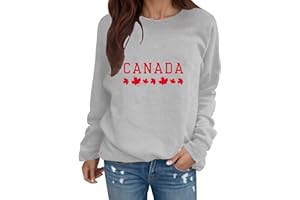 Womens Canada Sweatshirt Long Sleeve Canada Day Flag Sweaters Canadian Maple Leaf Graphic Pullover Patriotic 1st July Tops