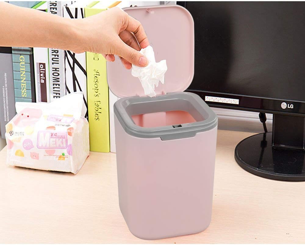 HOMMP 1/2 Gallon Tiny Countertop Trash Can, Push-Button (Pink): Industrial & Scientific