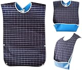 kuou Adult Bibs 3 Pack Red Green Blue Washable Elderly Dining Bibs view 4