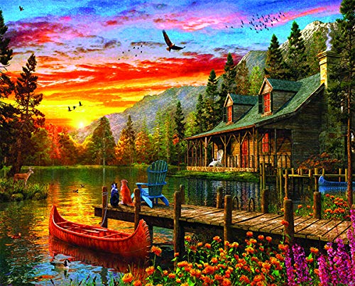 Springbok Puzzle - Cabin Evening Sunset 1000 Piece Jigsaw Puzzle