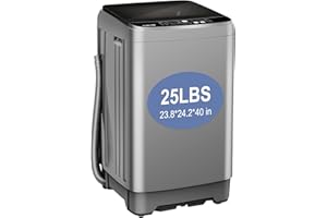 OOTDAY Portable Washing Machine, 25 LBS Full Automatic Portable Washing Machine with 8 Water Levels and 10 Programs Laundry Drain Pump, Grey Low Noise Washing Machine for Camping, Apartment