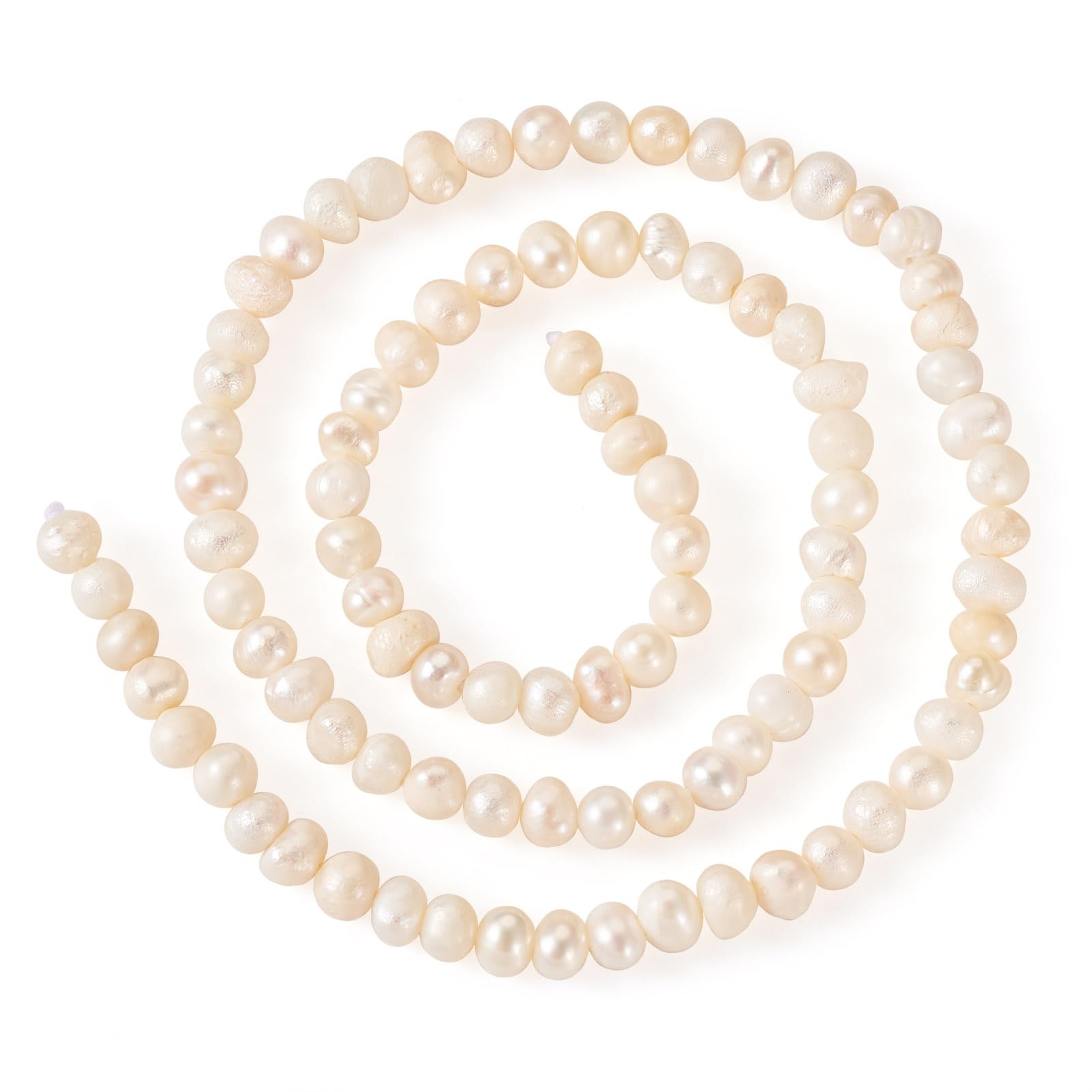Beadthoven 1 Strand Natural Cultured Freshwater Pearl Beads 4~5mm Pearls Potato Shape Seashell Color Pearls for Necklace Bracelet Jewelry Making, Hole: 0.6mm — image 1