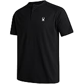 Spyder Mens Henley Shirt - Lightweight Quick Dry Moisture Wicking Short Sleeve Athletic Performance Shirts for Men