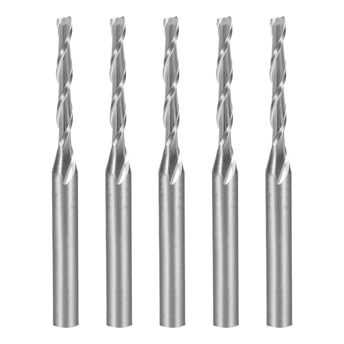 sourcingmap 5PCS 1/8" Shank 2.0mm x 15mm Carbide End Mill CNC Router Bits 2 Flute Milling Bit for Acrylic PVC MDF Wood