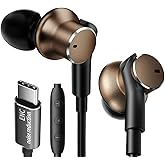 jechan Dynamic Balanced Deep Bass in-Ear Headphones -Noise Cancelling Wired Earbuds with Dual-Driver Bass Boost Ear Bud Noise Isolation-Clear Call and High-Resolution Audio,Noise Cancellation (USB C)