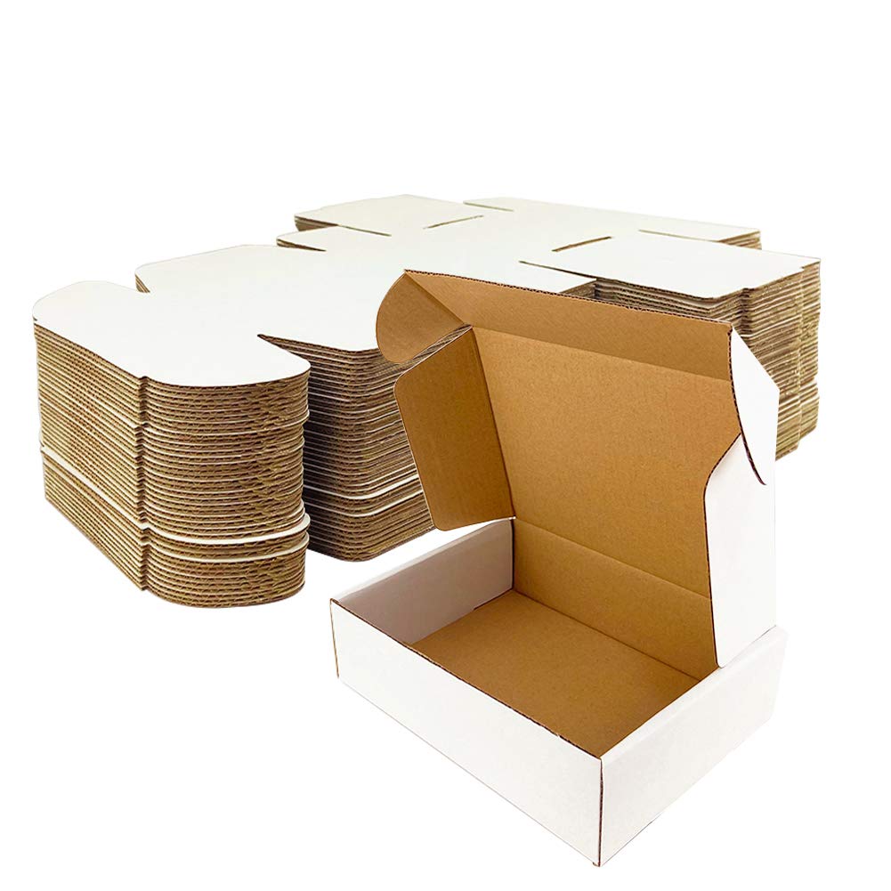 Giftgarden White Shipping Boxes 15x10x7.6cm(6"x4"x3"), 25 Pack Small Cardboard Corrugated Postal Mailing Boxes