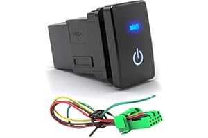iztor 12v Push Button Switch Blue LED Multi-Purpose Switches Waterproof Toggle Switch with 4 Wires Connector Kit for Various Toyota Tacoma Tundra FJ Cruiser Car Modification Start Switch Style