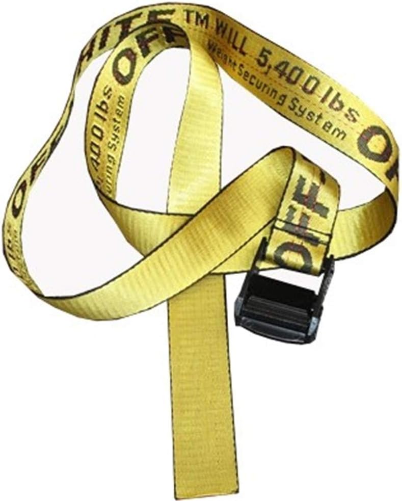 ow belt yellow letter off metal buckle decoration leisure canvas belt street fashion white belt men women