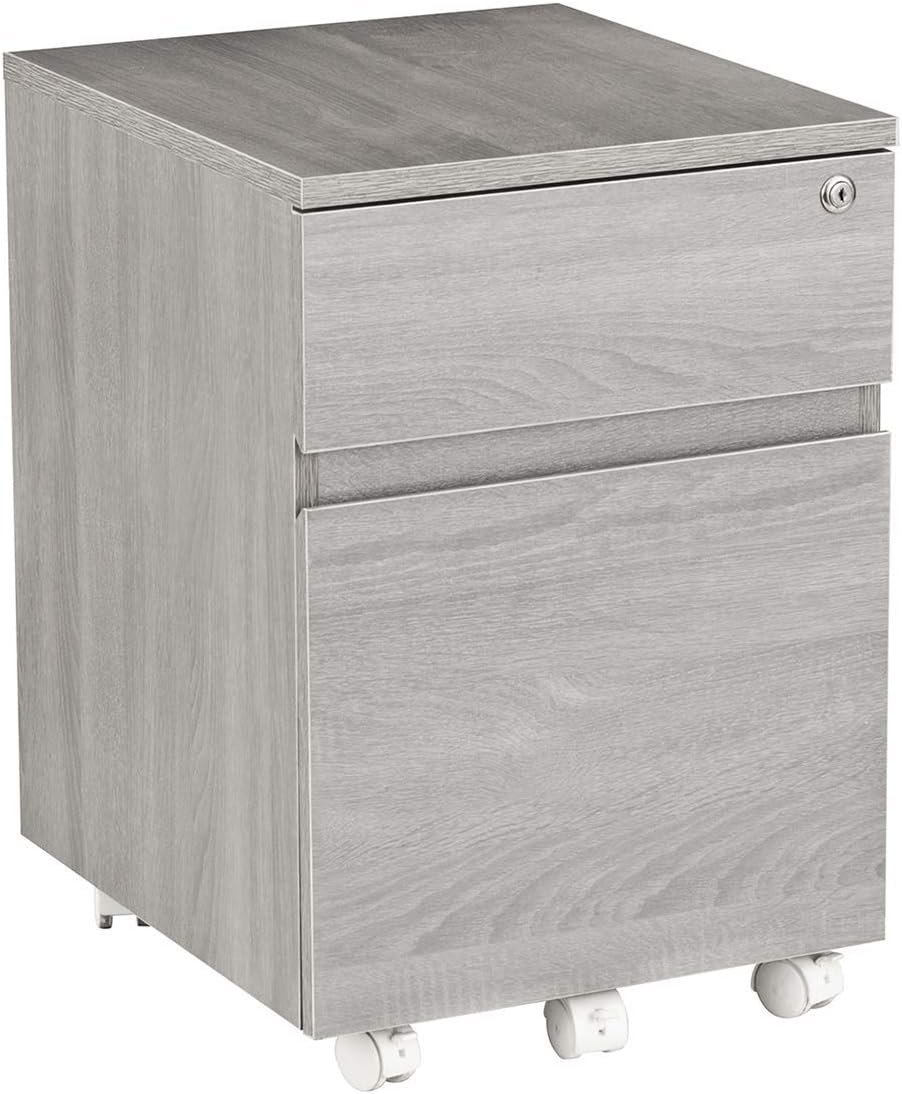 Amazon Com Techni Mobili Rolling 2 Drawer Vertical Filing Cabinet With Lock And Storage Grey Pack Of 3 Sports Outdoors