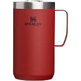 STANLEY Everyday Camp Mug, 24 oz, Red Brick | Insulated Stainless Steel Coffee Mug with Handle | Press Fit Drink Through Lid | Cup for Coffee, Tea and Drinks | BPA-Free