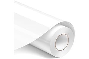 LOFFA White HTV, Heat Transfer Vinyl Roll - 12'' X 15ft White Iron on Vinyl Compatible with All Cricut Machines, No Peeling - Glossy HTV Vinyl DIY for Tshirts