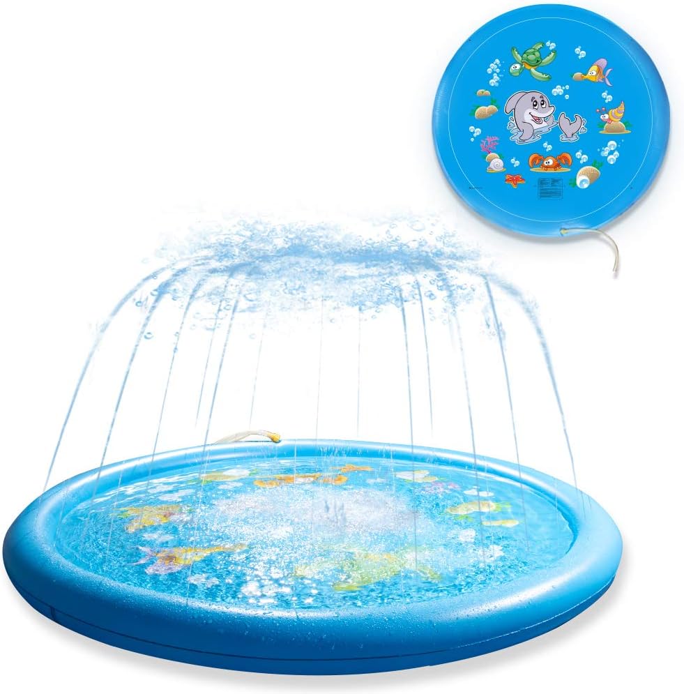 Sanwotech Splash Pad Sprinklers for Kids,Water Toys for Kids Outdoor Learning ,Inflatable 68” Sprinkler Play Mat Baby Pool for 2-12 Year Old Children,Toddlers: Toys & Games