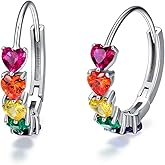 VONALA Rainbow Hoop Earrings 925 Sterling Silver Colorful Huggie Hoop Earrings Jewelry Gift for Women