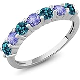 Gem Stone King 1.34 Ct Round London Blue Topaz Blue Tanzanite 925 Sterling Silver Anniversary Ring