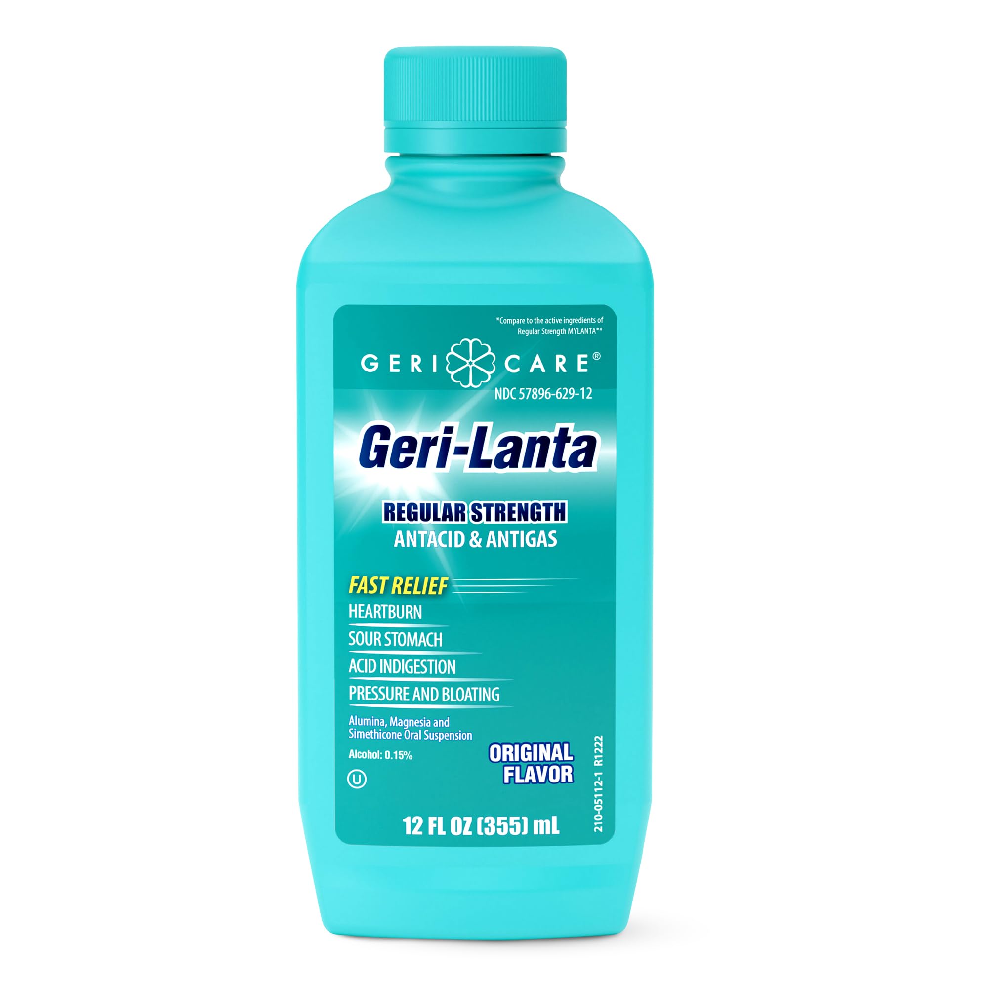 Geri-Lanta Liquid Antacid & Antigas By GeriCare| Regular Strength Acid Reducer For Heartburn, Sour Stomach, Acid Indigestion, Pressure & Bloating| Oral Gas Indigestion Relief| Original Flavor|12 fl oz