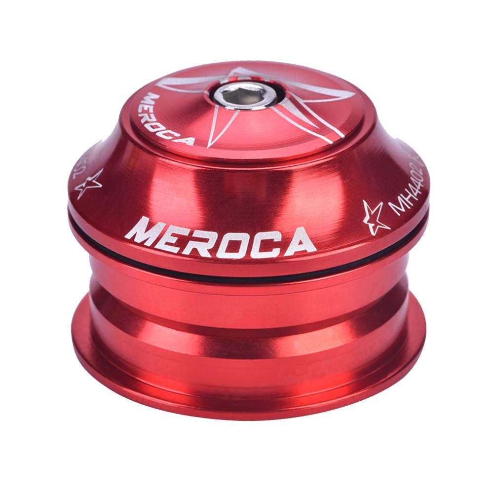 Dilwe Bicycle Headset, Aluminium Alloy Straight Tube 44mm Threadless Headset for BMX Bike Front Fork Stem, Red Rust Resistant Dust Proof Water Resistant