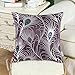 CaliTime Pack of 2 Throw Pillow Covers Cases for Couch Sofa Home Decoration Modern Peacock Feathers 18 X 18 Inches Aubergine