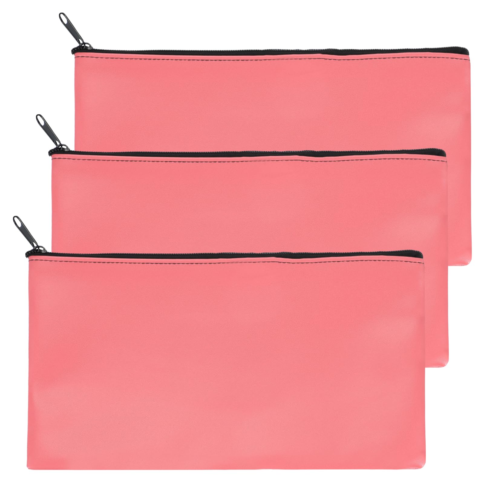 PATIKIL 11"x 6" Bank Deposit Bag, 3Pcs Money Bag Bank Bag Security Money Pouch Receipt Holder for Tickets Coin Makeup Cosmetics Bills, Bright Pink