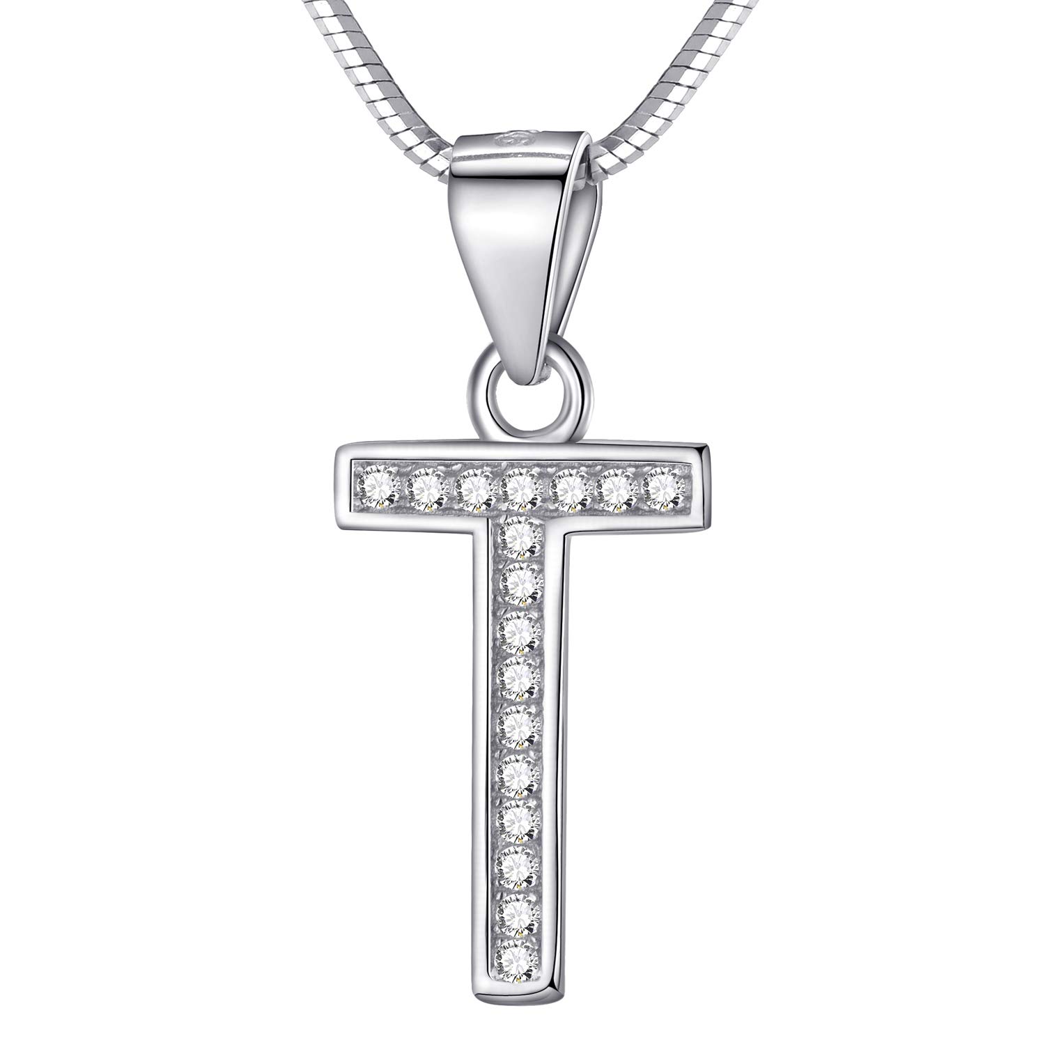Morella Women's Letter Necklace Necklace and Pendant Letter T - 925 Sterling Silver Rhodium Plated – 45 cm Long — image 1