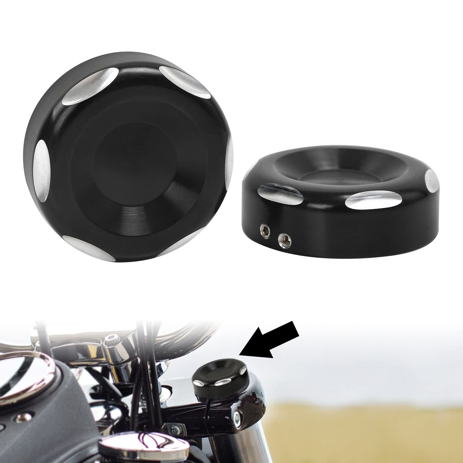 Photo 1 of WOWTK Upper Fork Stem Covers for Harley Softail Standard, Street Bob and Low Rider 2018-2021,Dyna Fat Bob Low Rider 2011-2021,Sportster XL1200 XL883 2014-2021,Black