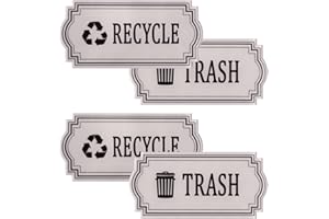 Jinzhenhong 4 Pack Recycle and Trash Decal, Recycle and Trash Logo Symbol, Waterproof Vinyl Decal for Trash Cans, Garbage Containers and Recycle Bins (Gray)