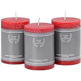 3x4 Inch Red Pillar Candles Set of 3, Christmas Candles Unscented Red Pillar Candles, Dripless Candles Long Burn Time for Wedding, Xmas Decor and Home Decor, Christmas Dinner Table Decor