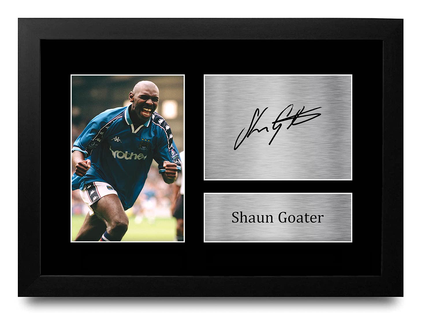 HWC Trading FR A4 Shaun Goater Manchester City Man City Gifts Printed Signed Autograph Picture for Football Fans and Supporters - A4 Framed