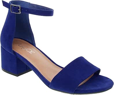 Amazon.com | Sugar Women's Noelle Low Two Piece Block Heel Dress Shoe Ladies Ankle Strap Pump 