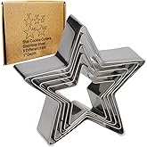 Antallcky Star Cookie Cutter Set-5 pcs Stainless Steel Five-pointed Star Biscuit Molds Fondant Cake Cookie Cutter Set Pastry 