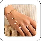 Xduargs Boho Crystal Tassel Finger Ring Bracelet Vintage CZ Hand Harness Chain Bracelet Gold Rhinestone Slave Chain Hand Bracelet Adjustable Slave Chain Bracelet Jewelry for Women