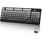 LexonElec M96 Wireless Keyboard, Low Profile Quiet Typing Membrane Gaming Keyboard with Smart Display & Knob, RGB Backlit, US