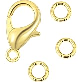 Wholesale Pack- Gold Plated 50 PCS 9mm Small Lobster Clasps and 100 PCS 4mm Open Jump Rings for Jewelry Making & Finding