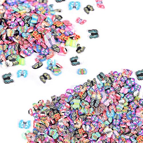 2000 Pcs Butterfly Fimo Slices for Slime,DIY Crafts,polymer clay canes Nail Art Decorations Slices by HONGTIAN