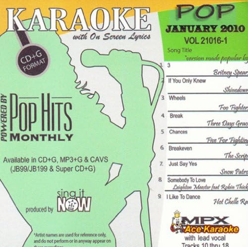 Pop Hits Monthly Pop - January 2010 Karaoke CDG