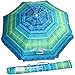 Tommy Bahama Sand Anchor 7 feet Beach Umbrella with Tilt and Telescoping Pole (Green/Blue Stripe)