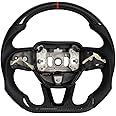 JIANGGAI D-shaped Real Carbon Fiber Steering Wheel with heating function Compatible with Dodge Challenger/Charger/HellCat 2015-2020 SRT
