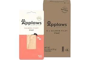 Applaws Natural Cat Treats, Grain-Free, Single Ingredient, Whole Protein Fillet, Healthy Snacks with No Artificial Additives (6 x 1.06oz Whole Salmon Loin)