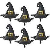 Halloween Party Balloons - 6PCS Jumbo Witch Hat Shaped Foil Balloons for Kids Props, Birthday Party Decorations Supplies