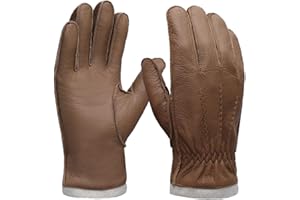 Mens Deerskin Leather Gloves Soft Touchscreen Leather Gloves With Cashmere Lined